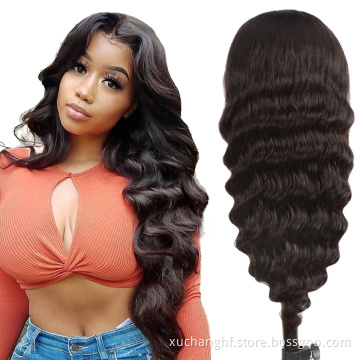 Cheap Price Transparent 13X6 Swiss Lace Wig,18 Inch 100% Real Human Hair Wig,Brazilian Hair Body Wave Curly Lace Front Wig